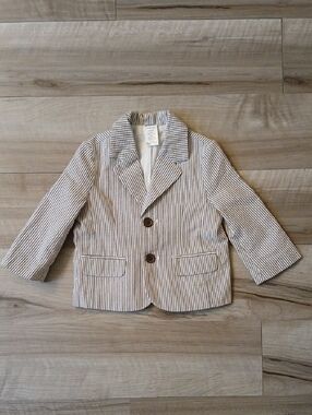 Gymboree Striped Blazer Seersucker Size 12-24 FLAW (J) Wedding Preppy Costal